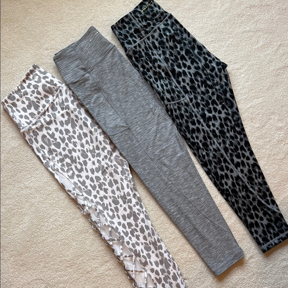 Victoria's Secret Gray and Black Leopard Print Leggings